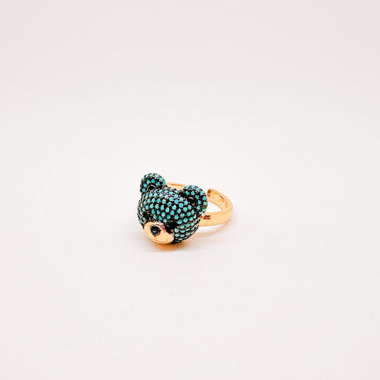 Anillo Teddy glam ajustable azul