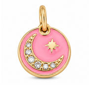 Dije redondo rosa luna y estrella